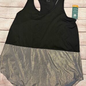 MTA Sport Black and Shimmering Gold Tank Top